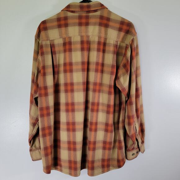 Columbia Button Up Plaid Shirt Mens L Midweight Tan Workwear Office Western Work - Picture 3 of 7
